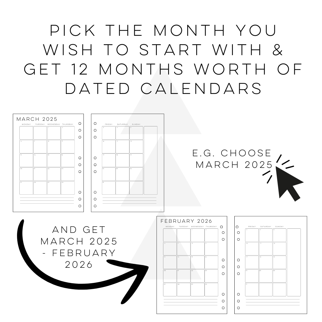 12 Month Calendar (Dated)