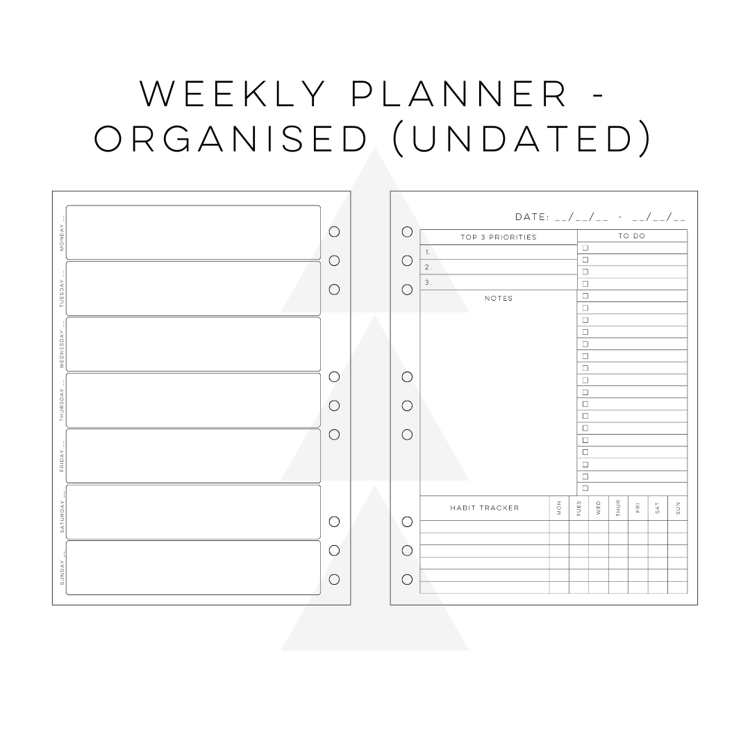 Weekly Planner - Organised (Undated)
